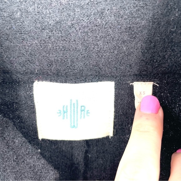 ANTHROPOLOGIE HRW Black Wool Button Front Old Military Style Fitted Jacket Coat - Picture 8 of 8